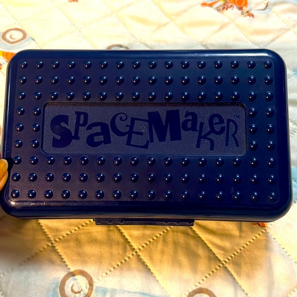 SpaceMaker Vintage 90s Pencil Box Navy Forest Green School Supply Storage - Picture 1 of 16